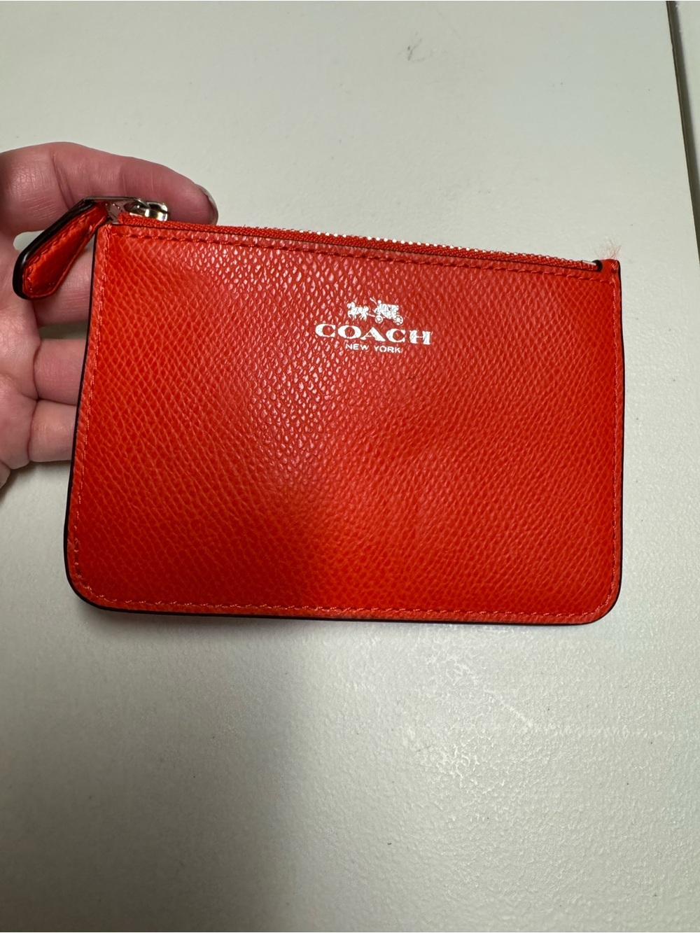 Coach Zip Card Pouch in Bright Red Leather